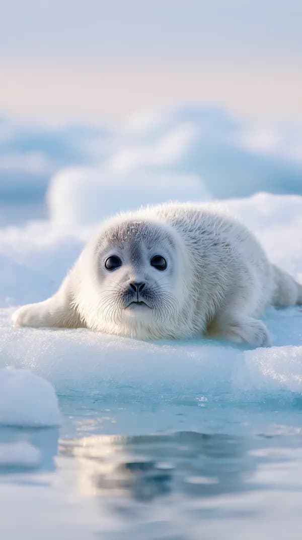 Adorable Seal Pup on Ice under Soft Arctic Morning Light - HD Wallpaper, 4k Background Image