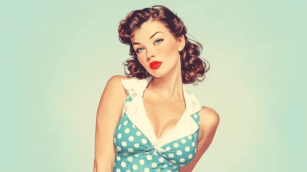 Vintage pin-up wallpaper: turquoise polka dot dress glamour - HD Wallpaper, 4k Background Image