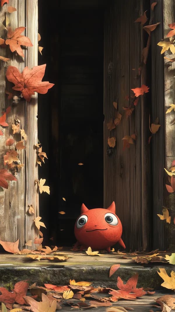 Adorable Autumn Creature on a Weathered Wooden Doorstep Wallpaper - HD Wallpaper, 4k Background Image