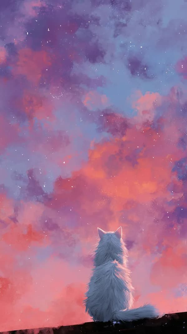 Dreamy Sky Cat: Twilight Cloudscape Wallpaper for Evenings - HD Wallpaper, 4k Background Image