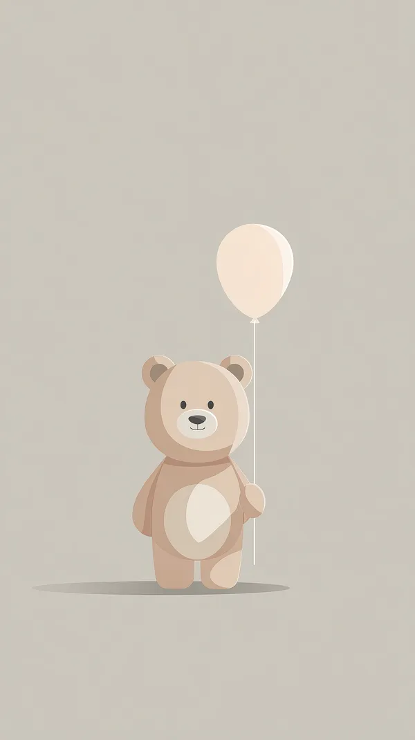 Soft Pastel Teddy Bear with Balloon – Minimalist Wallpaper - HD Wallpaper, 4k Background Image