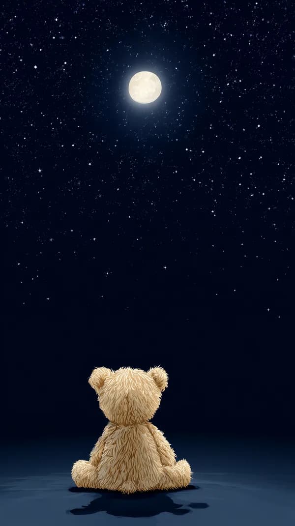 Moonlit Night Bear Gazing at Stars - Cozy Night Wallpaper - HD Wallpaper, 4k Background Image