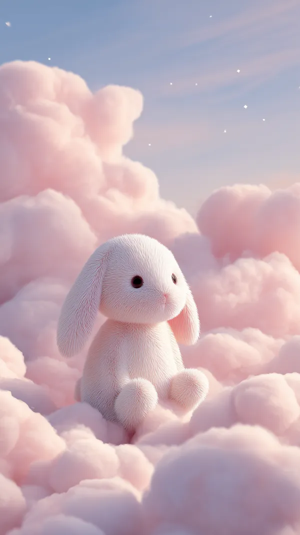 Pastel Bunny in Dreamy Pink Clouds Wallpaper with Soft Lighting - HD Wallpaper, 4k Background Image