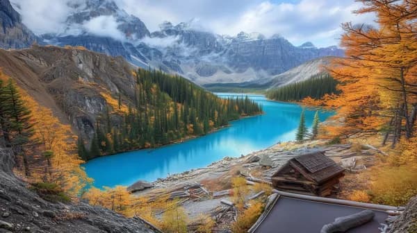 Turquoise Alpine Lake Landscape with Autumn Forest and Peaks - HD Wallpaper, 4k Background Image