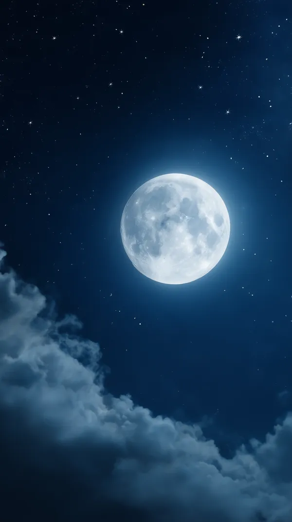 Moonlit Night Sky Wallpaper with Glowing Full Moon - HD Wallpaper, 4k Background Image