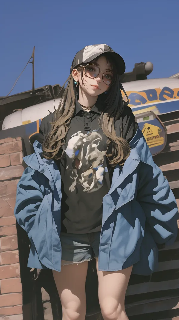 Stylish Urban Portrait: Young Woman in Blue Jacket - HD Wallpaper, 4k Background Image