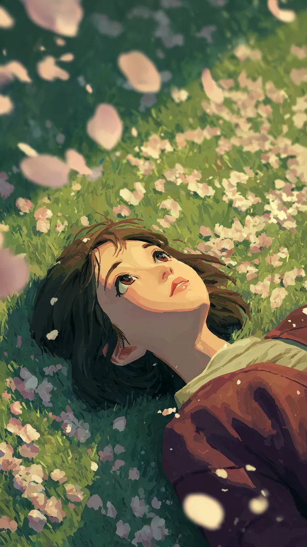 Dreamy Meadow Girl: Soft Pastel Digital Wallpaper Scene - HD Wallpaper, 4k Background Image