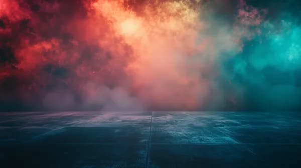 Neon Fog Landscape: Moody Red and Teal Clouds Over a Dark Floor - HD Wallpaper, 4k Background Image