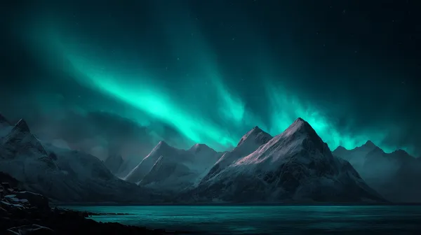 Aurora Over Icy Mountains: Night Sky Landscape Wallpaper - HD Wallpaper, 4k Background Image