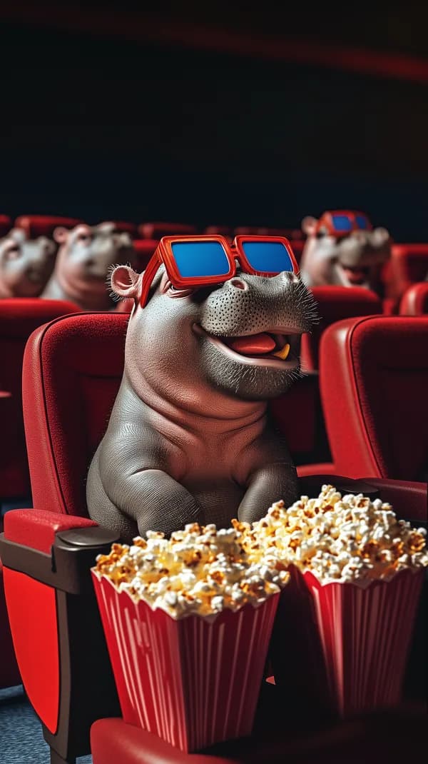 Cute Cartoon Aardvark in a Movie Theater with 3D Glasses - HD Wallpaper, 4k Background Image