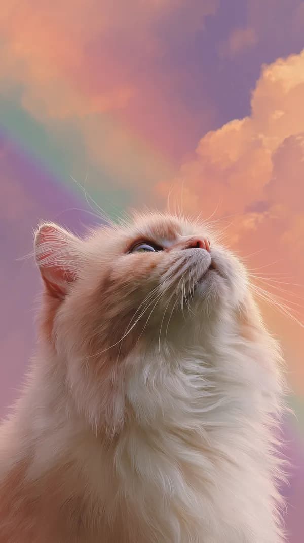 Pastel Sky Cat Portrait - Dreamy Soft Fur Wallpaper - HD Wallpaper, 4k Background Image