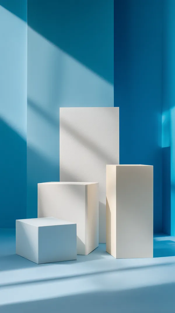 Abstract Blue Geometry: Minimalist 3D Block Art Wallpaper - HD Wallpaper, 4k Background Image