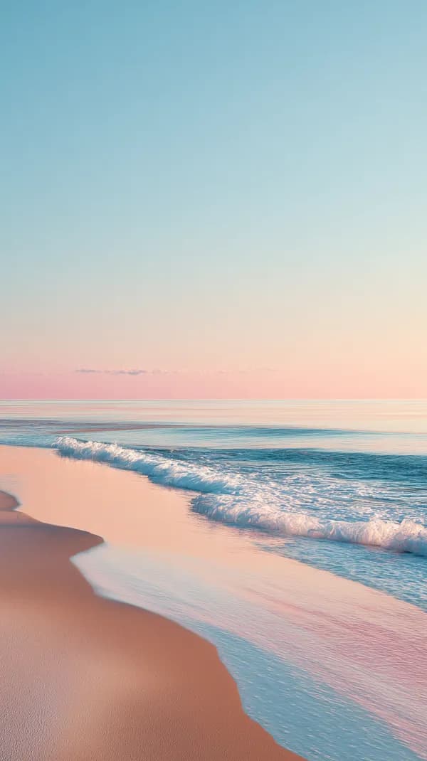 Pastel Beach Sunrise with Gentle Waves — Tranquil Seascape - HD Wallpaper, 4k Background Image