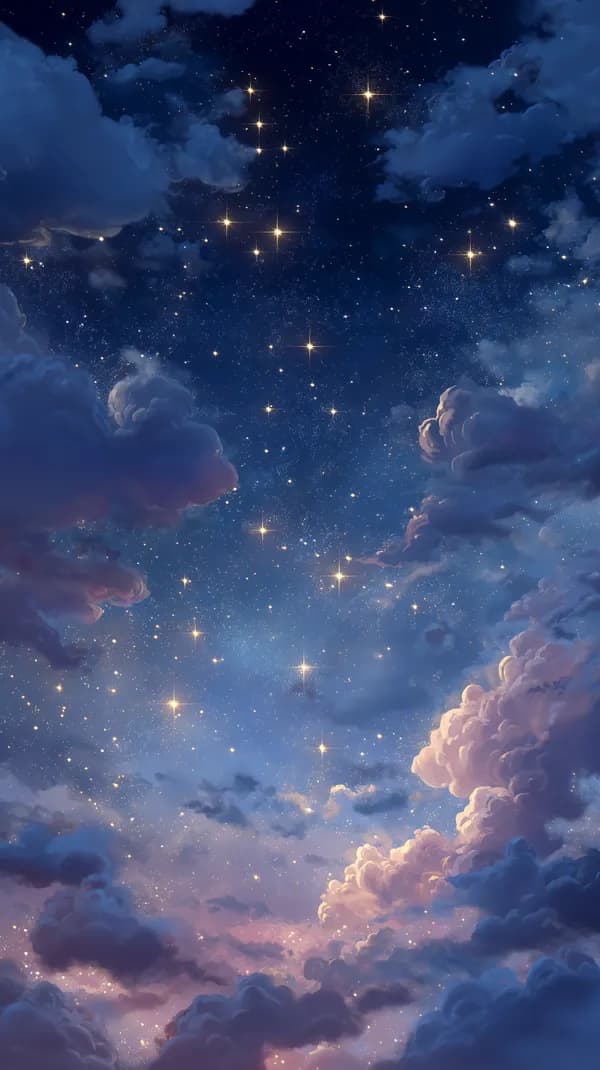 Dreamy Starry Night Sky with Clouds - Fantasy Wallpaper - HD Wallpaper, 4k Background Image