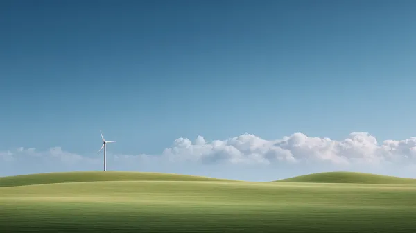 Calm Rolling Hills with Wind Turbine Landscape Wallpaper - HD Wallpaper, 4k Background Image