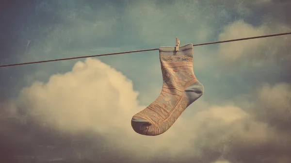 Vintage Sky Sock on Clothesline Wallpaper - Serene Blue Sky - HD Wallpaper, 4k Background Image