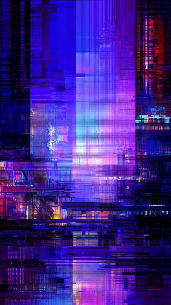 Neon Night City Glow: Abstract Glitch Wallpaper Scene - HD Wallpaper, 4k Background Image