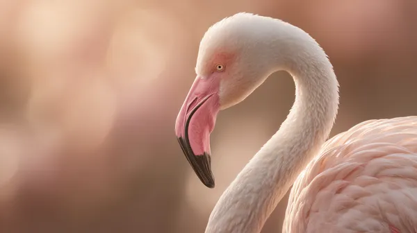 Soft Pink Flamingo Portrait in Warm Sunset Light - Elegant - HD Wallpaper, 4k Background Image