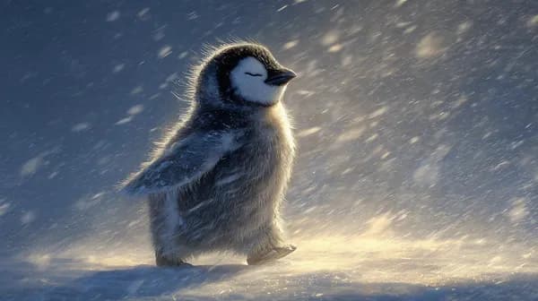 Tranquil Penguin Chick in Snowy Backlit Scene – Desktop Wallpaper - HD Wallpaper, 4k Background Image