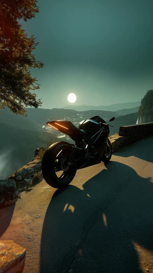Cliffside Sunset: Modern Sport Motorcycle on Mountain Road - HD Wallpaper, 4k Background Image
