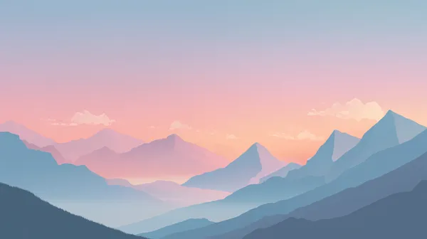 Pastel Mountain Sunrise Wallpaper with Soft Blue-Pink Horizon - HD Wallpaper, 4k Background Image