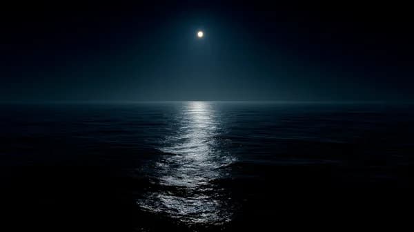 Moonlit Ocean Night Scene with Gentle Moonlight Reflection on Water - HD Wallpaper, 4k Background Image