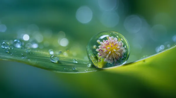 Macro water drop with flower on leaf – nature wallpaper - HD Wallpaper, 4k Background Image
