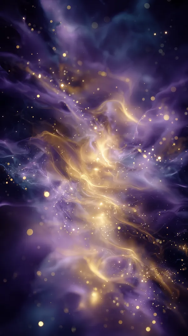 Golden Purple Cosmic Swirl: Abstract Nebula Lights Wallpaper - HD Wallpaper, 4k Background Image