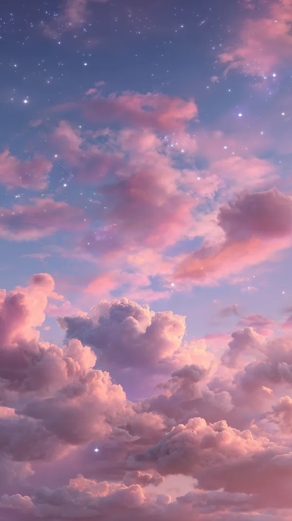 Dreamy pastel sky with pink clouds and stars wallpaper - HD Wallpaper, 4k Background Image