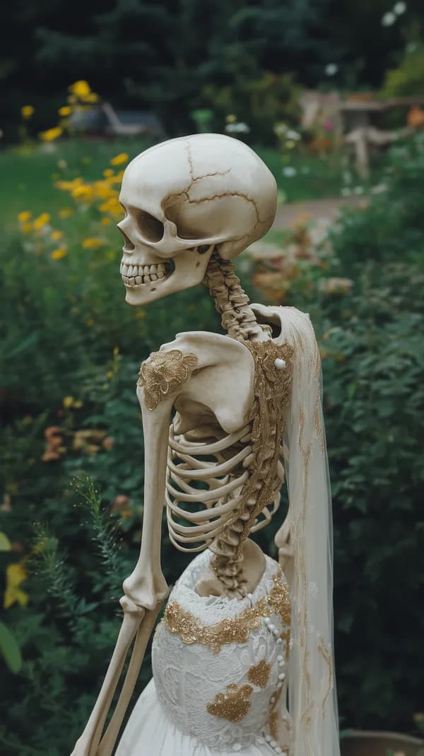 Haunting Skeleton Bride in a Lush Garden Wallpaper - HD Wallpaper, 4k Background Image