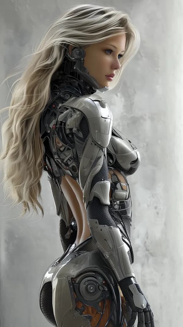 Futuristic Cyborg Woman in Sleek Metallic Armor Wallpaper - HD Wallpaper, 4k Background Image