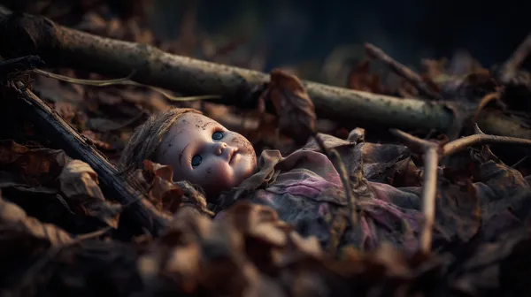 Eerie Doll Among Autumn Leaves on a Haunted Forest Floor - HD Wallpaper, 4k Background Image