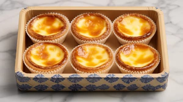 Six Creamy Custard Tarts in a Floral-Pattern Box – Food Wallpaper - HD Wallpaper, 4k Background Image
