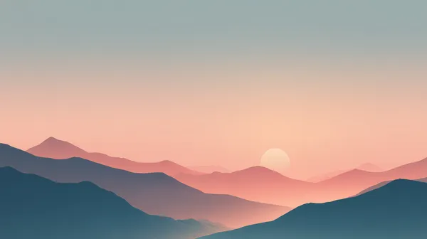 Pastel Mountain Sunset Wallpaper with Soft Blue Hues - HD Wallpaper, 4k Background Image