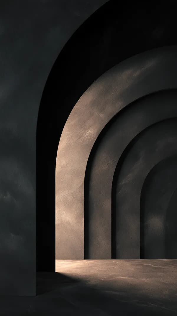 Moody Archway Corridor with Circular Arches and Warm Glow - HD Wallpaper, 4k Background Image