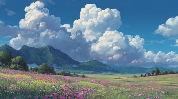 Dreamy Mountain Meadow under a Bright Sky – Landscape Art - HD Wallpaper, 4k Background Image