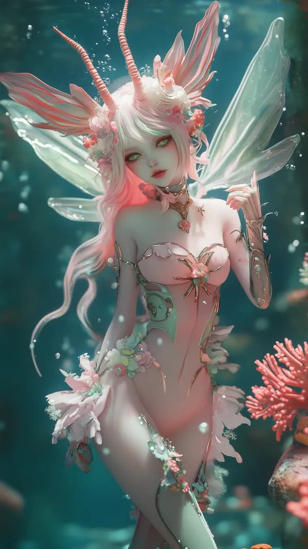 Pastel underwater fairy with ethereal wings wallpaper - HD Wallpaper, 4k Background Image