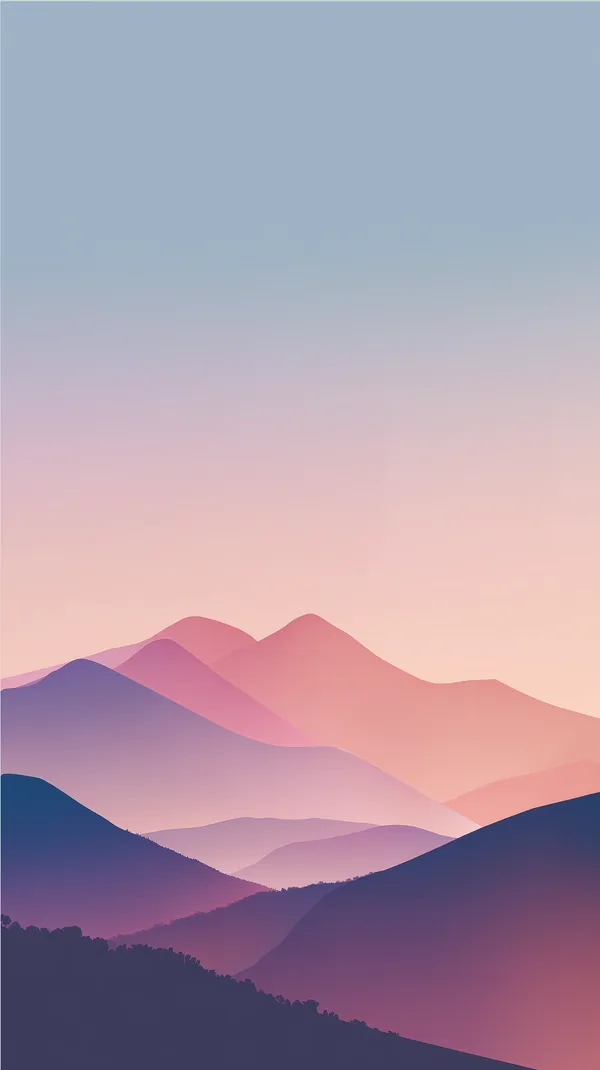 Pastel Mountain Landscape Wallpaper with Soft Gradient Hills - HD Wallpaper, 4k Background Image