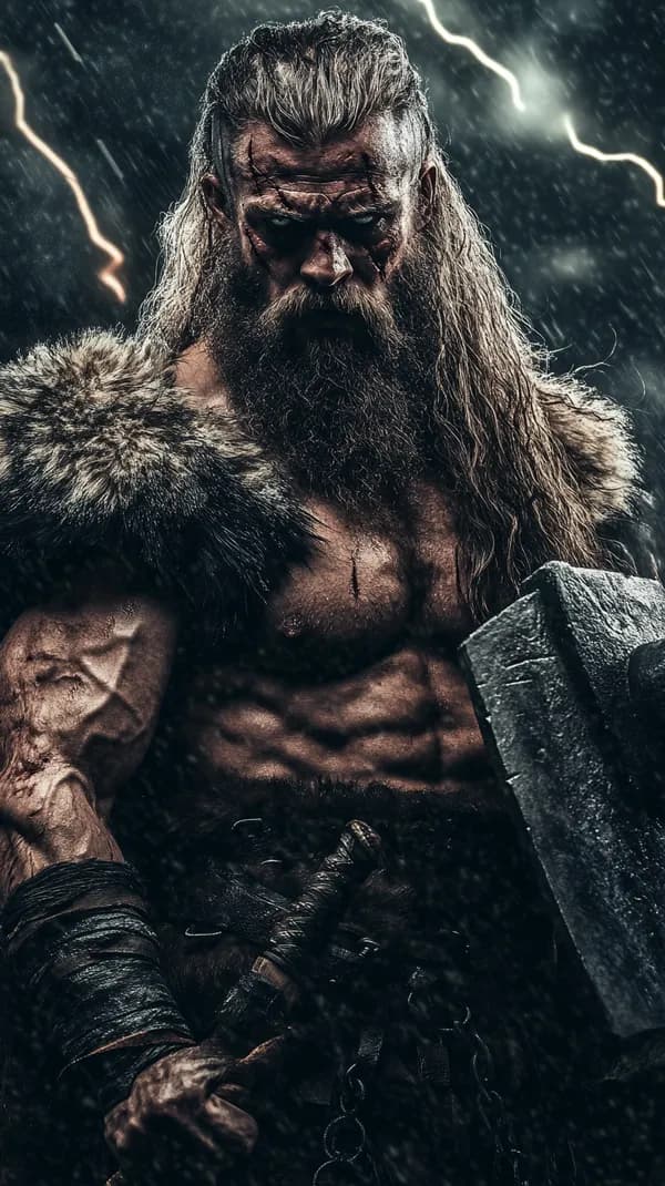 Epic Barbarian Warrior in a Stormy Night - Fantasy Wallpaper - HD Wallpaper, 4k Background Image