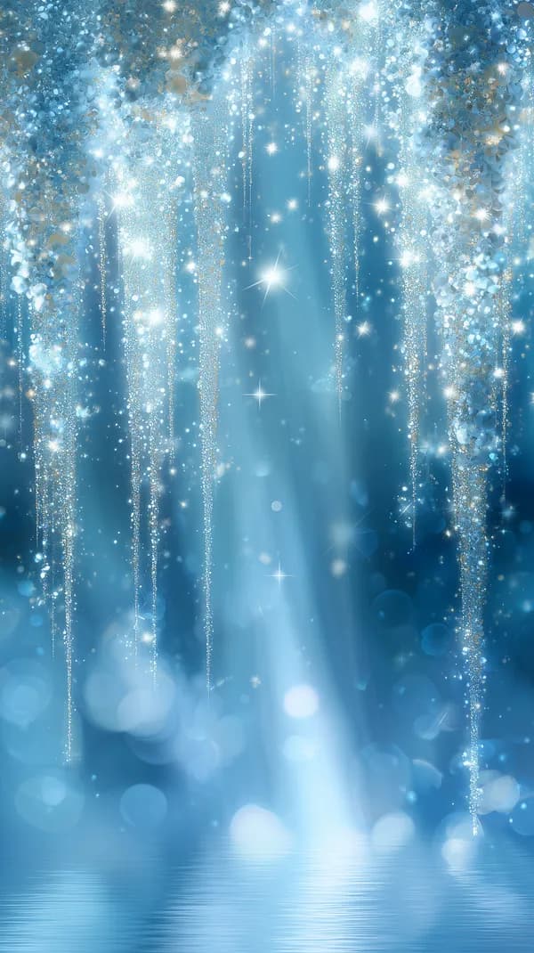 Blue Sparkling Waterfall Abstract Wallpaper with Bokeh Lights - HD Wallpaper, 4k Background Image