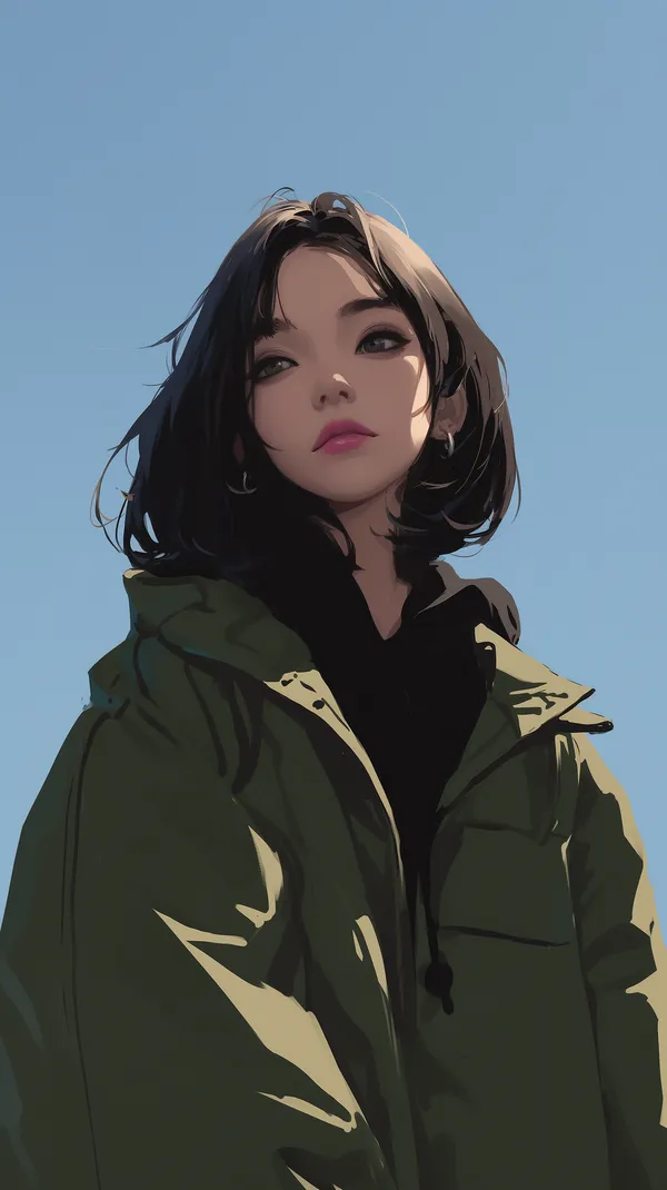 Stylized Outdoor Portrait in Digital Illustration with Jacket - HD Wallpaper, 4k Background Image