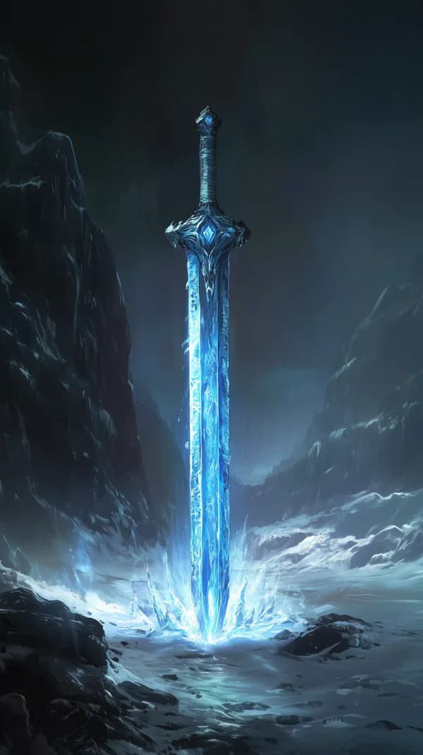 Glowing Blue Ice Sword in an Enchanted Ice Cavern (Wallpaper) - HD Wallpaper, 4k Background Image