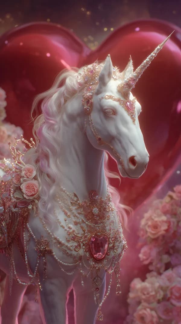 Enchanted Unicorn Adorned with Jewelry in Dreamy Pink Fantasy - HD Wallpaper, 4k Background Image