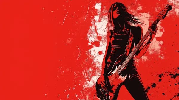 Vibrant Red Silhouette of a Guitarist: Rock Wall Art - HD Wallpaper, 4k Background Image