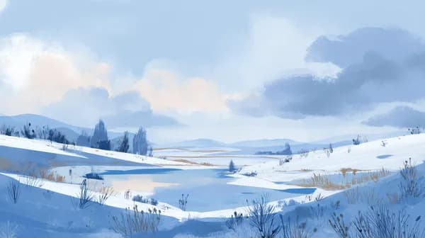 Serene Winter Landscape Wallpaper in Pale Blue Tones - HD Wallpaper, 4k Background Image
