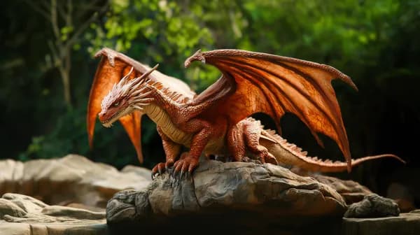Fiery Dragon Statue on Rock: Fantasy Creature Wallpaper - HD Wallpaper, 4k Background Image