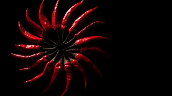 Stunning Red Chili Pepper Ring on Black Background - HD Wallpaper, 4k Background Image