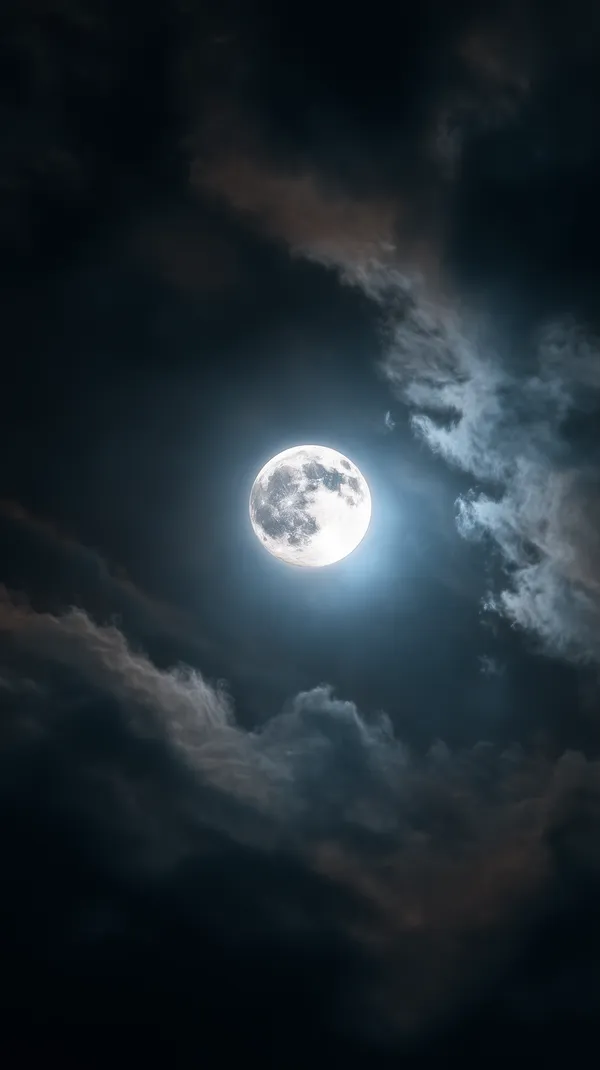 Moonlit Night Scene: Glowing Full Moon Amid Clouds - HD Wallpaper, 4k Background Image