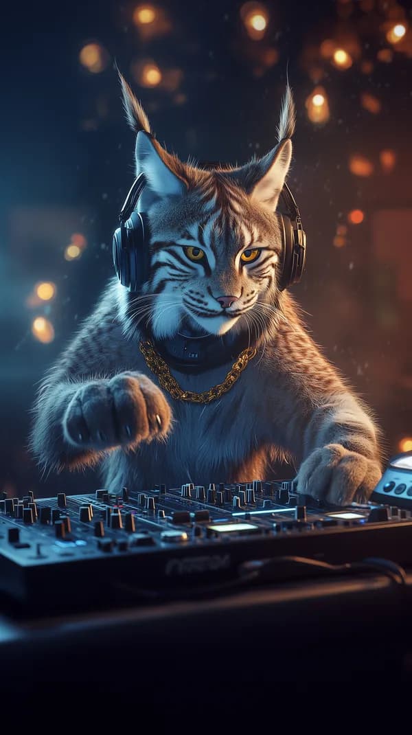 Feline DJ Cat with Headphones at Neon Nightclub Vibes - HD Wallpaper, 4k Background Image