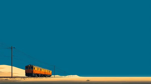 Desert Train Under a Vast Sky: Warm Sunset Rail Scene - HD Wallpaper, 4k Background Image